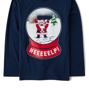 NWT The Children's Place Navy Santa Long Sleeve Tee